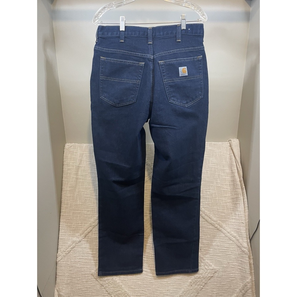Carhartt Dark Wash Blue Denim Jeans Modern Fit Stretch Straight Leg Mens 32 X 32